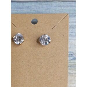 925 CZ Vermeil Crystal Stud Earrings Sparkle NWOT